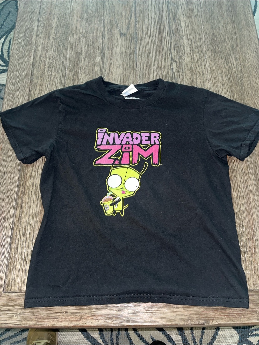 Port and Company Kids Black Invader Zim Tee with Pink & Lime Graphic